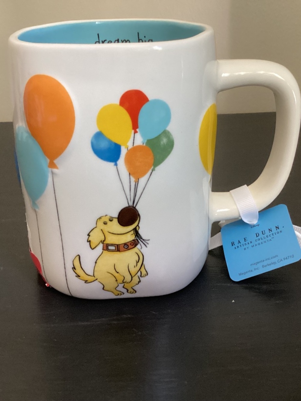 NWT Rae Dunn Magenta Pixar Mug Dug the Dog “dream big” 3D Balloons